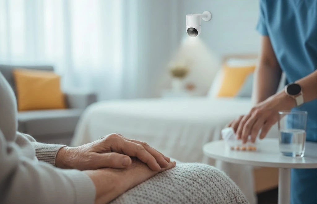 OSS che assiste un’ospite con sorriso